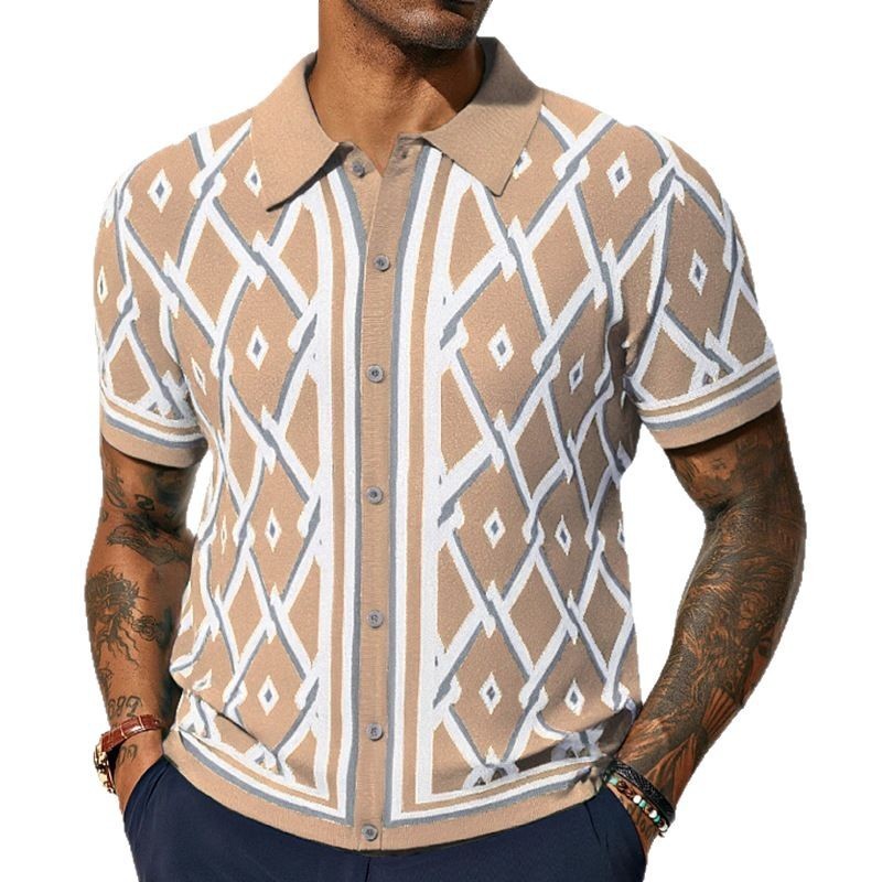 Heather – Sommer Jacquard Gestrickte Kurzarm-Cardigan