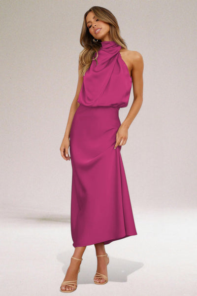VALENTINA | Elegantes Satin-Kleid mit ausgefallenen Details