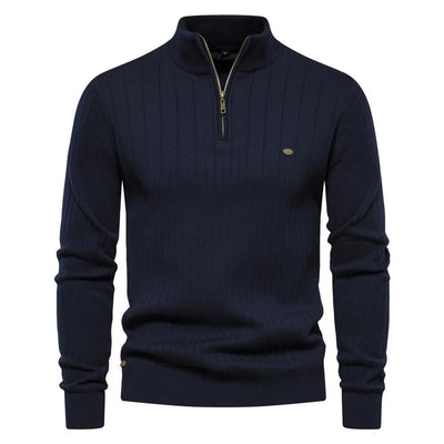 Herren Sweatshirt mit halbem Reißverschluss in einer Farbe