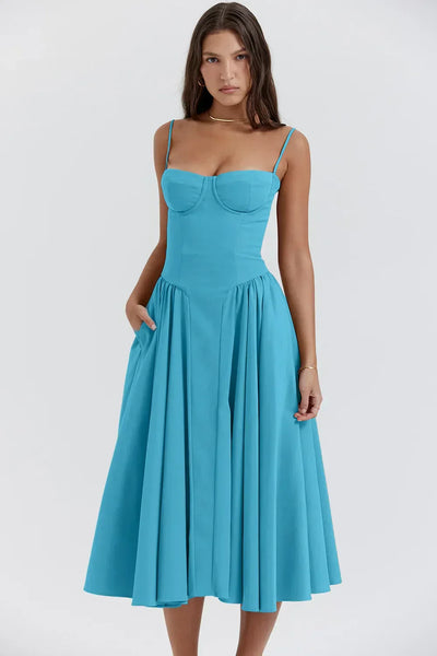 Bärbel | Ärmelloses Midikleid mit Korsettschnitt