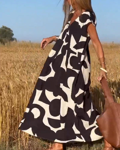 Stéphanie - Printed dress with V-neck