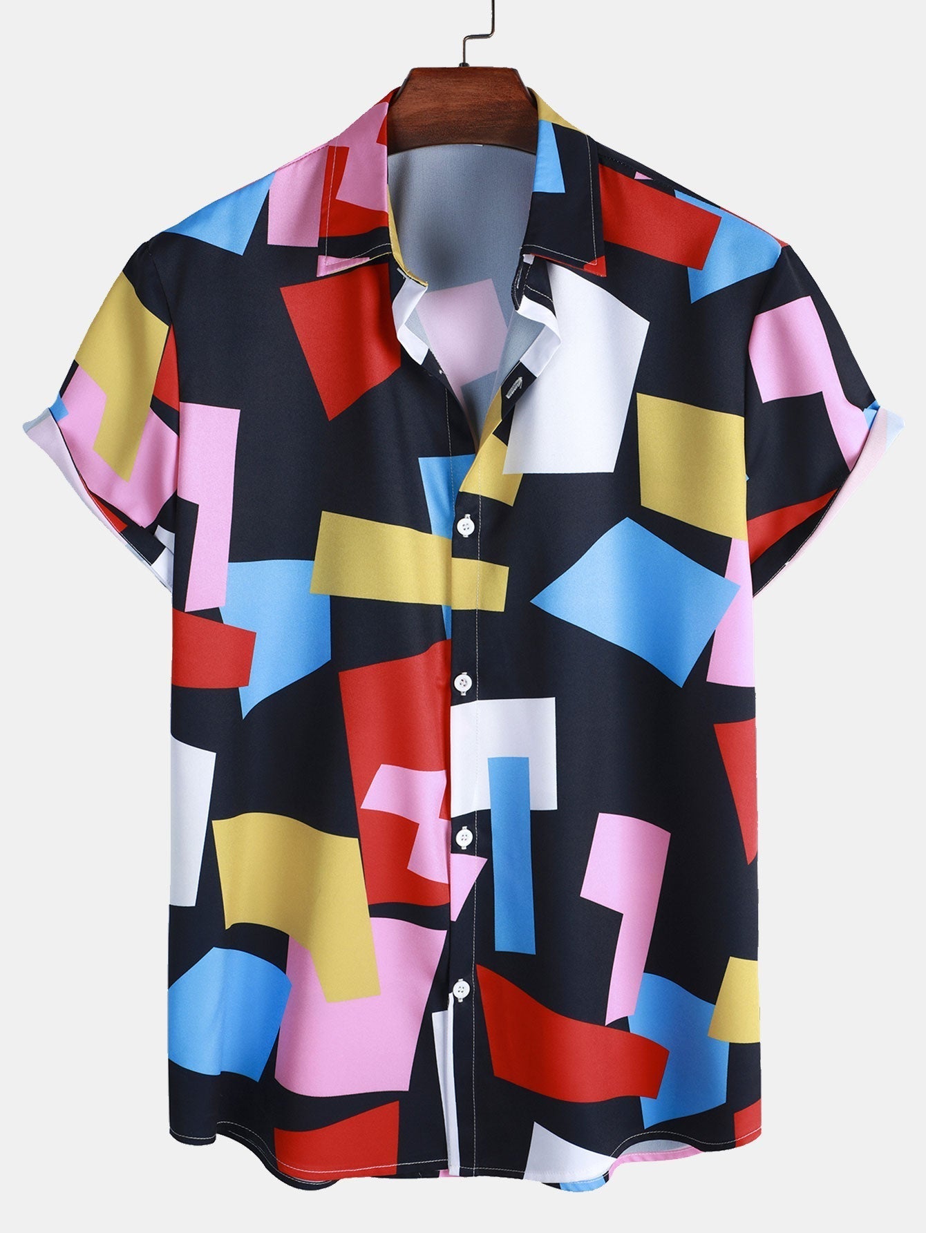 Geometrisches Button-Down-Mieder mit farbigem Druck