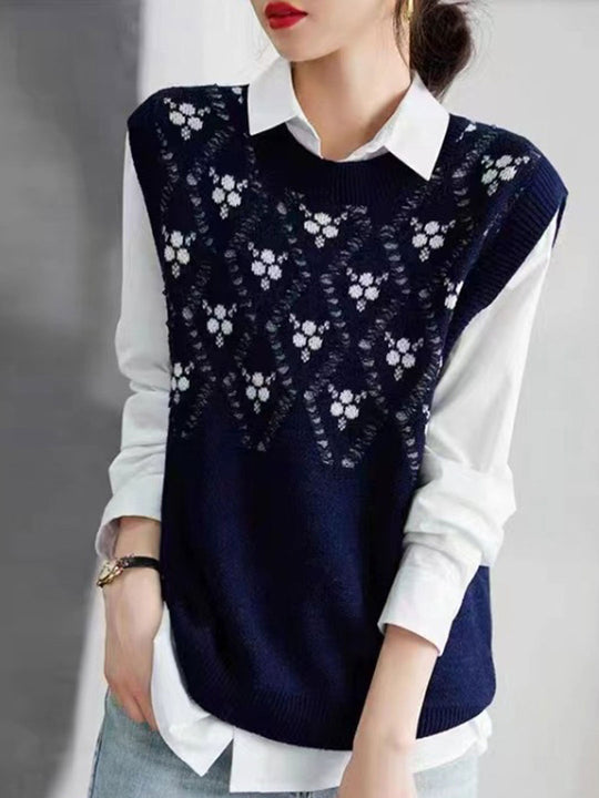 Pullover mit Strickweste