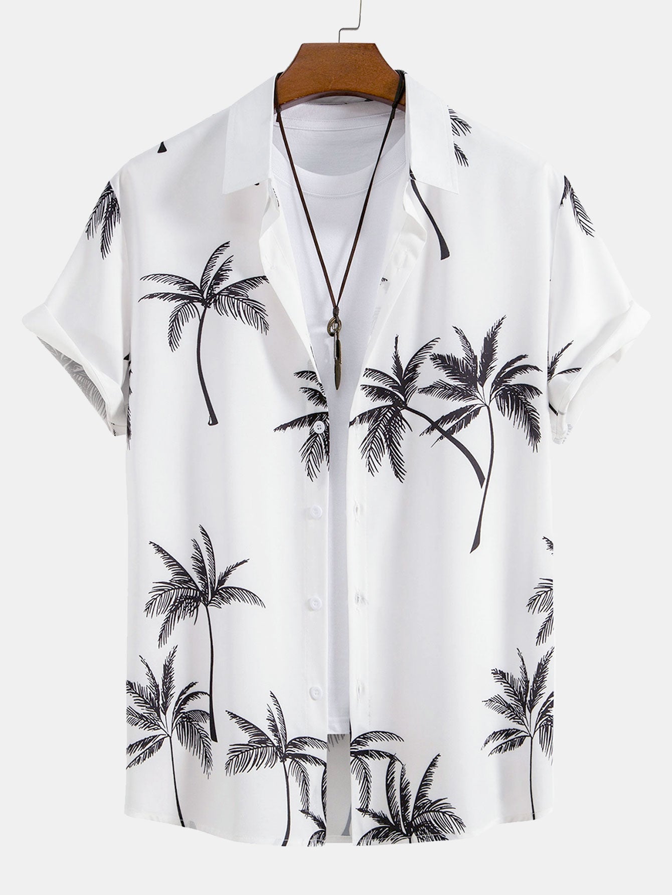 Shirt mit Knopfverschluss und Badeshorts mit Palmenmuster