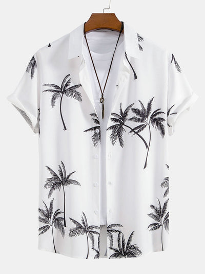 Shirt mit Knopfverschluss und Badeshorts mit Palmenmuster