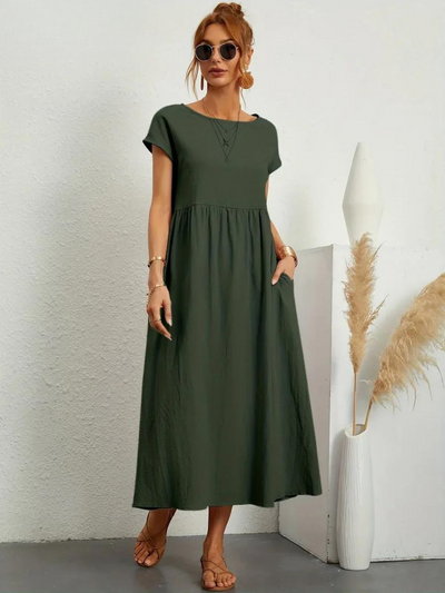 Ruby™ | Elegantes Essentielles Kleid aus Baumwolle und Leinen