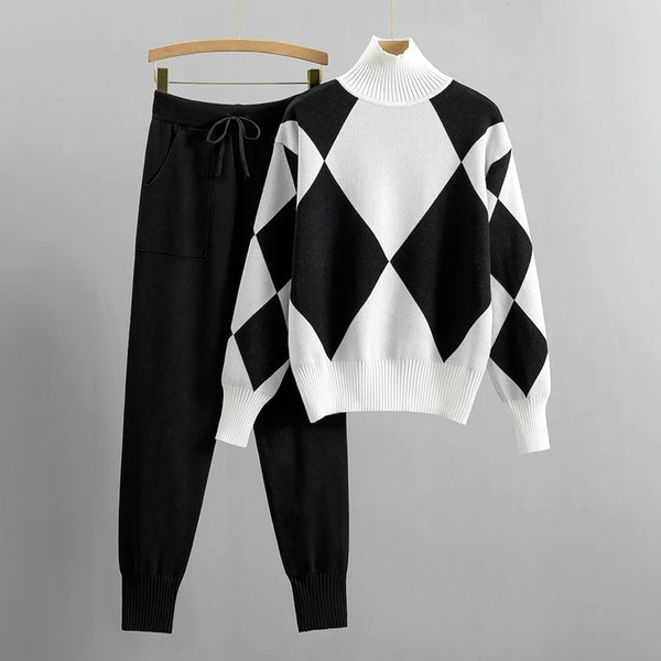 Jacquard-Strickpullover mit Diamanten