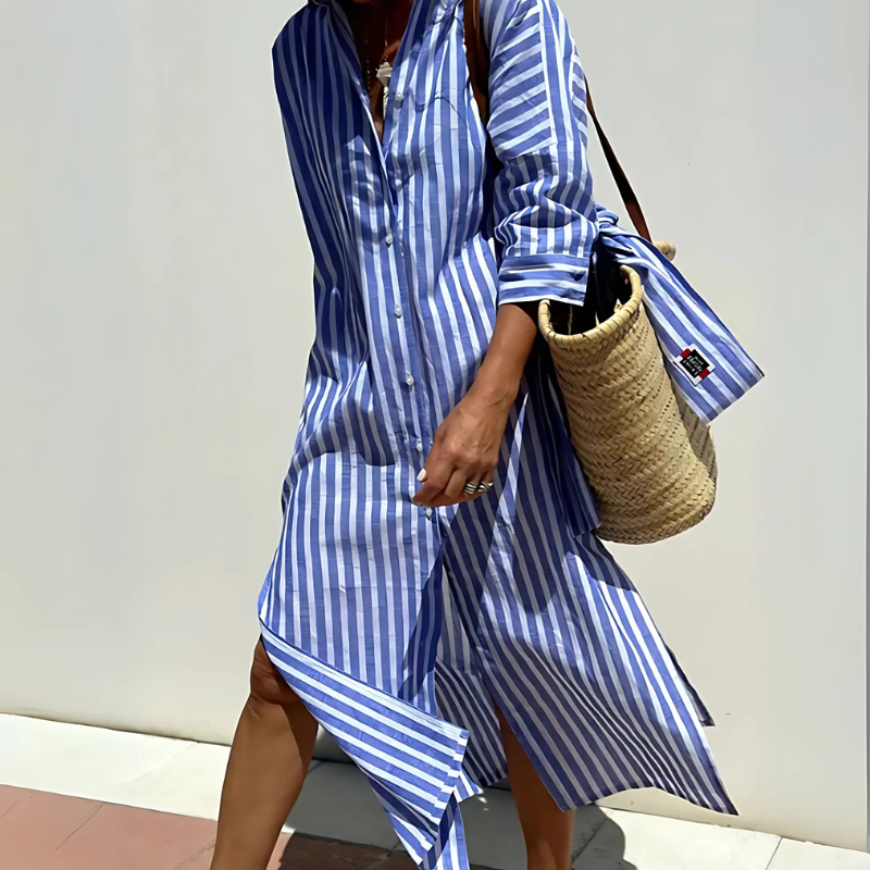Ellie | Gestreifte Chemise-Robe