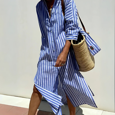 Ellie | Gestreifte Chemise-Robe