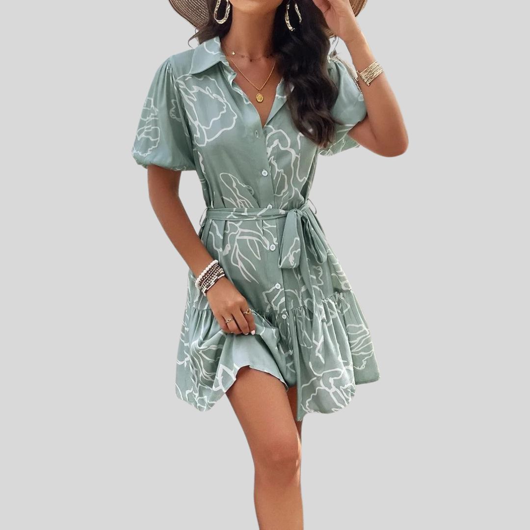 Hemdkleid mit abstraktem Druck