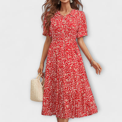 FRIEDHILDE I BLUMEN MIDI-KLEID