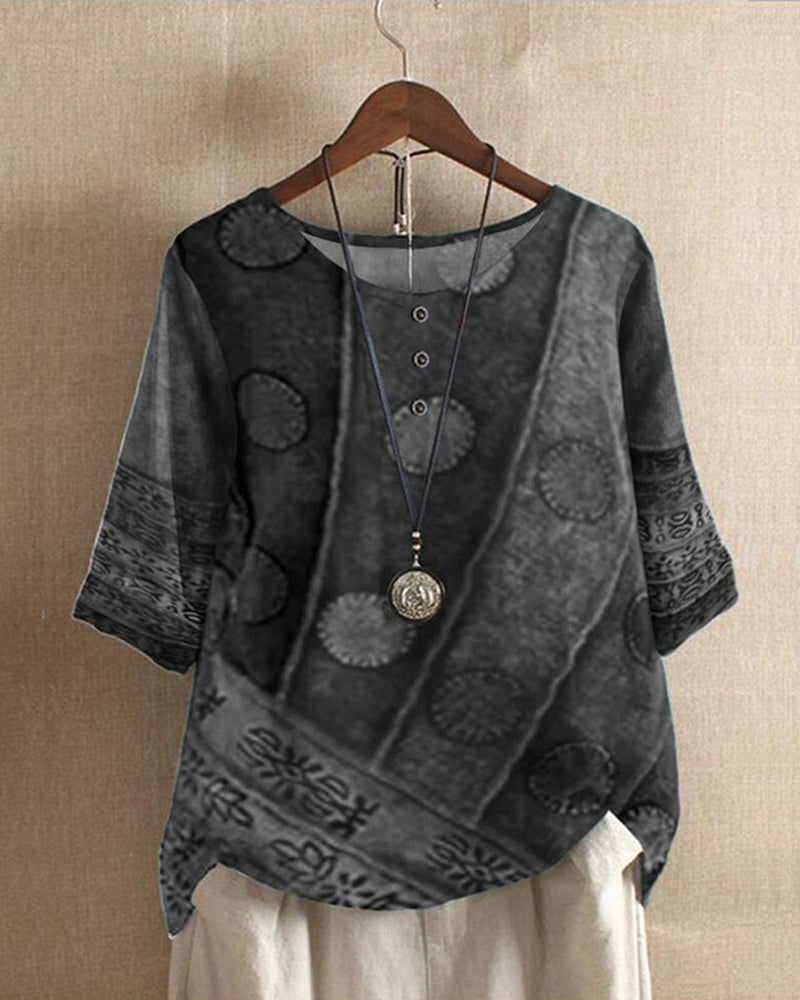 Olivia Must-have Vintage-Top mit Boho-Print