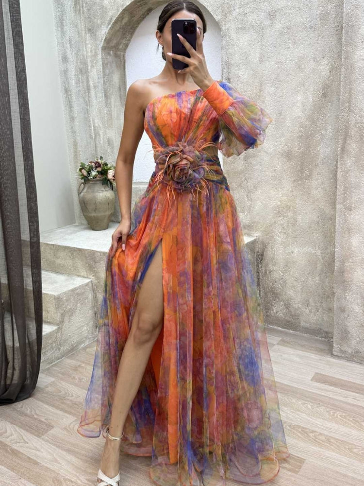 Kayla - Asymmetrical Floral Long Dress