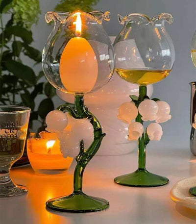 Maiglöckchen Glas Wein Champagnerglas Mundgeblasen 21 cm