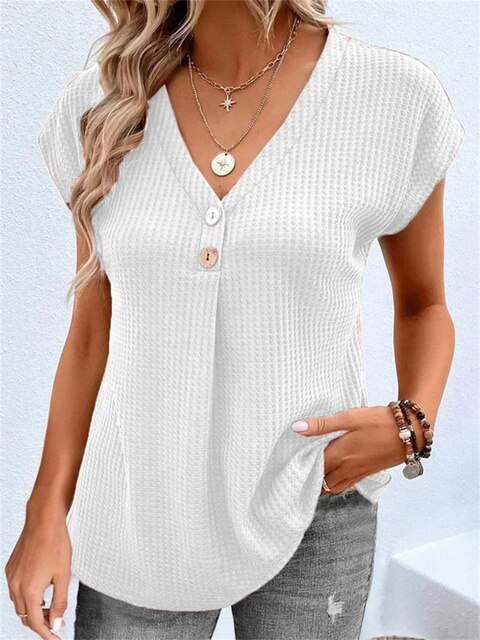Schlichtes T-Shirt mit V-Ausschnitt