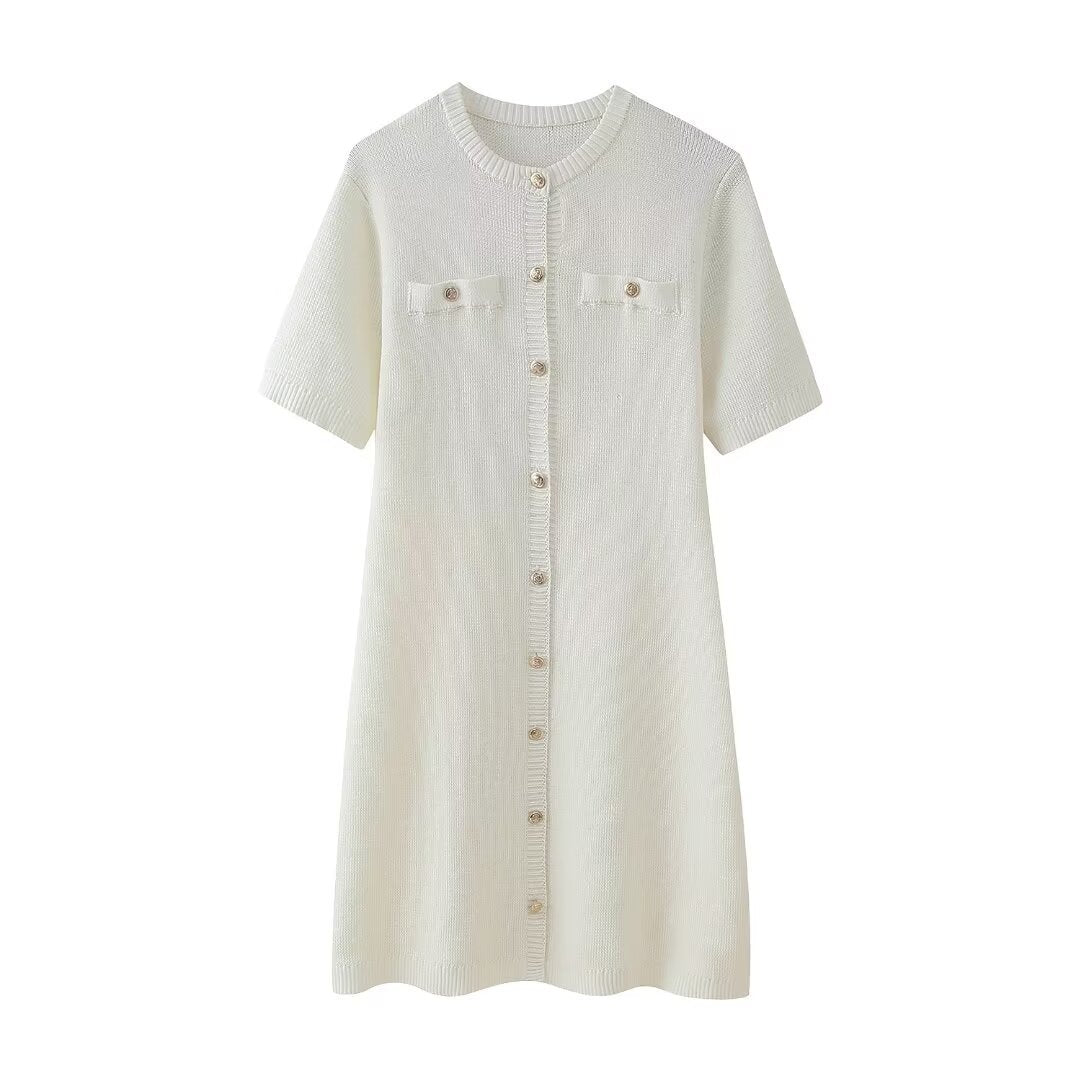 Elegantes Minikleid mit kurzen Ärmeln und Knopfleiste für Damen