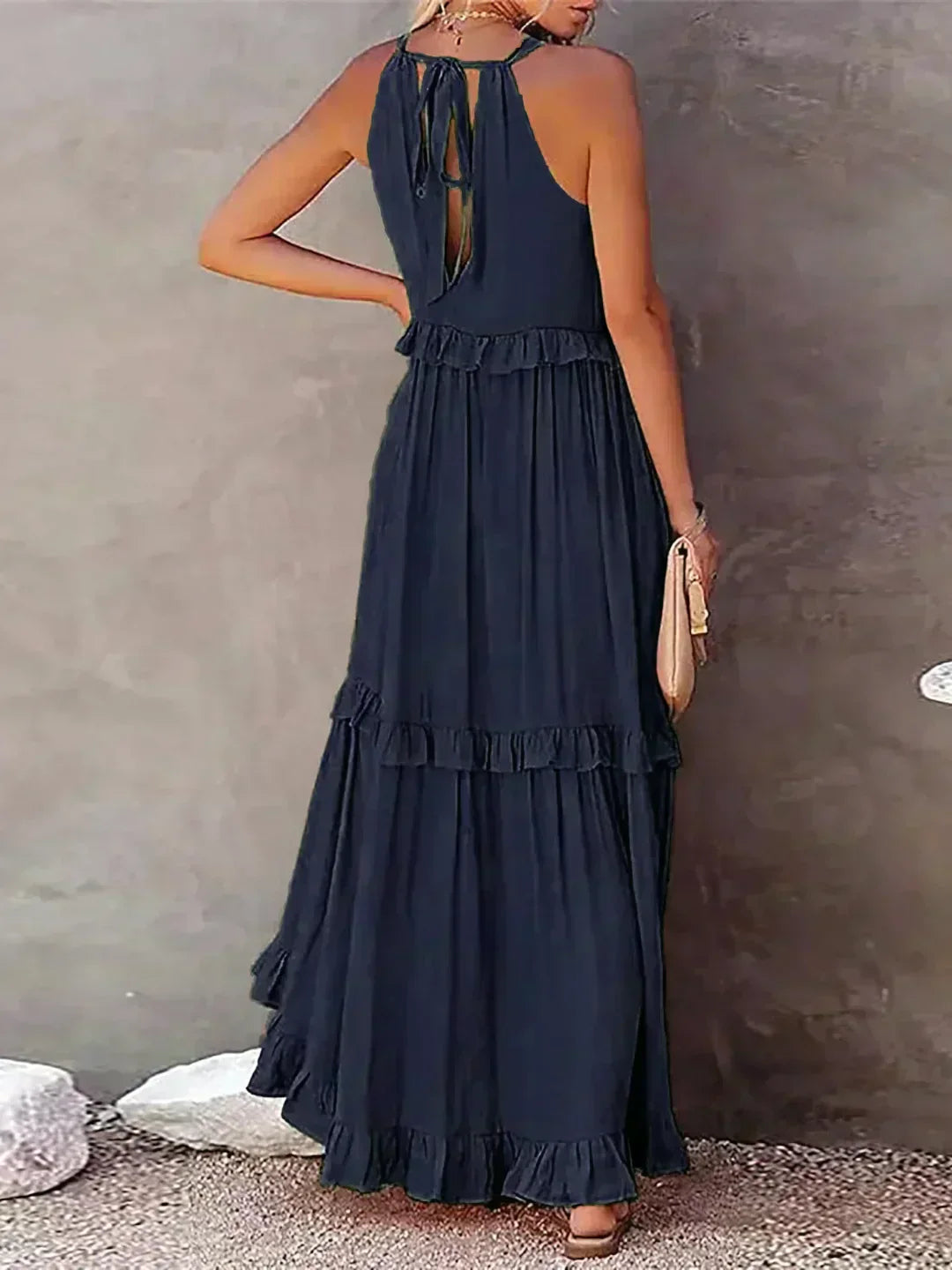 Sarah | Maxikleid mit Volants und Halter (Fast ausverkauft)