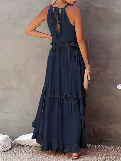 Sarah | Maxikleid mit Volants und Halter (Fast ausverkauft)