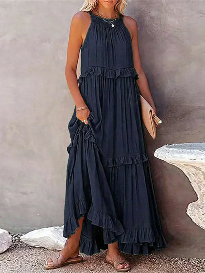 Sarah | Maxikleid mit Volants und Halter (Fast ausverkauft)