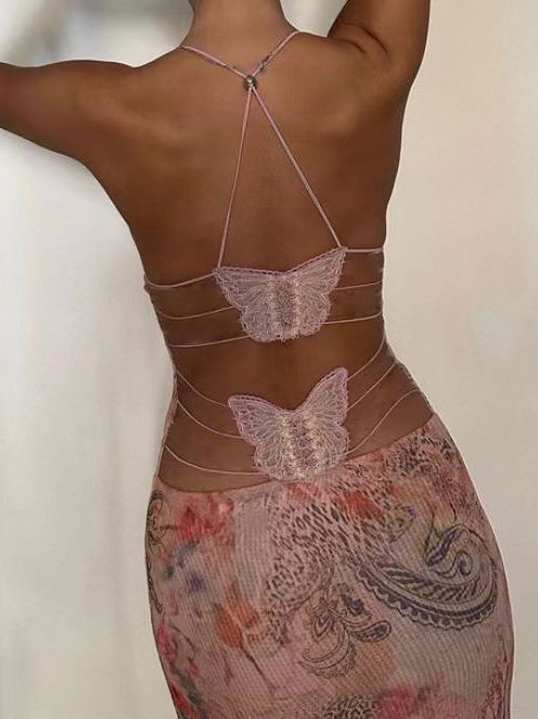 Phoebe – Sexy Slim Kleid mit floralem Druck und Spaghetti-Trägern