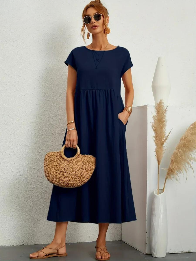 Ruby™ | Elegantes Essentielles Kleid aus Baumwolle und Leinen