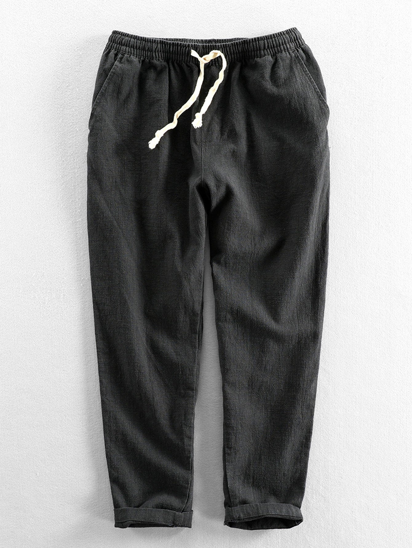 Langärmeliges Hemd mit Knopfleiste aus Leinen-Baumwoll-Mischung und Hose aus Leinen-Baumwoll-Mischung