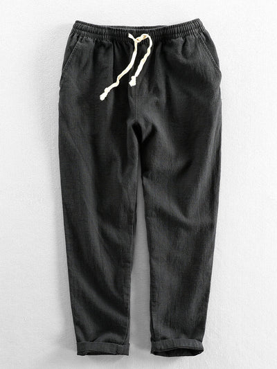 Langärmeliges Hemd mit Knopfleiste aus Leinen-Baumwoll-Mischung und Hose aus Leinen-Baumwoll-Mischung