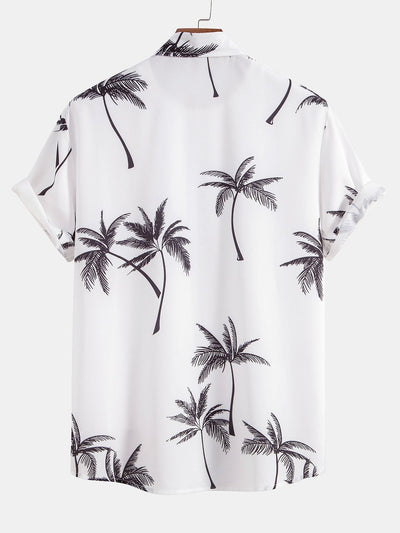 Shirt mit Knopfverschluss und Badeshorts mit Palmenmuster
