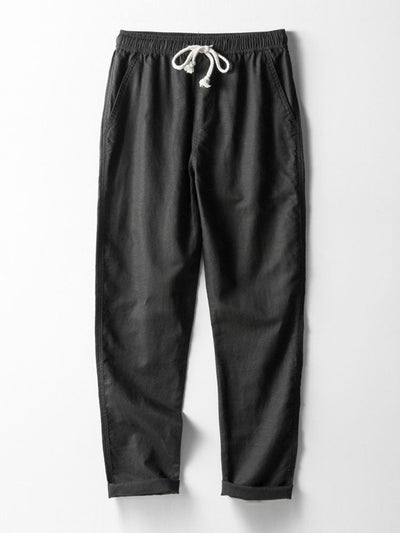 Gestreiftes Hemd mit Knopfleiste aus Baumwollmischung und Leinenhose mit geradem Bein
