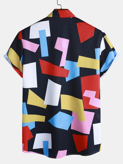 Geometrisches Button-Down-Mieder mit farbigem Druck