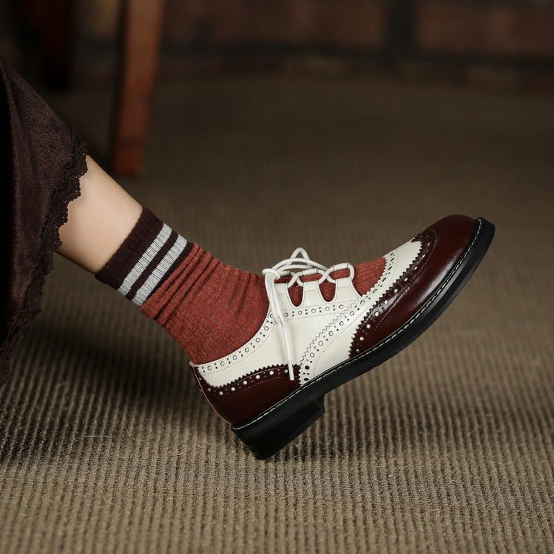 Dawn – Stilvolle Damen Oxford Schnürschuhe aus veganem Leder mit Farbkombination