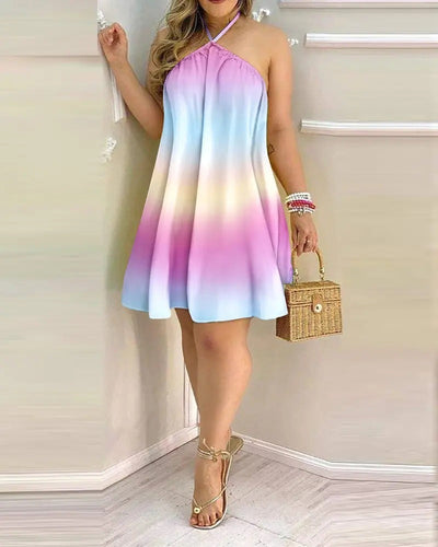 Wendy – Bedrucktes Sommerkleid mit schulterfreiem Design und Hängenaht