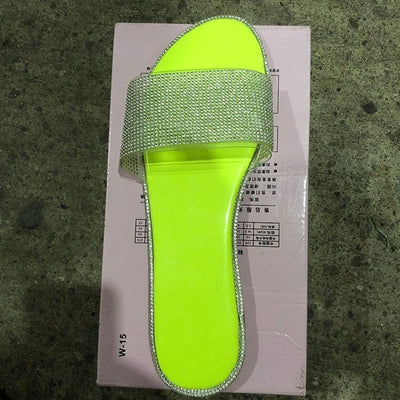 Natasha – Große Strass-Sandalen und Pantoletten für Damen mit niedrigem Absatz