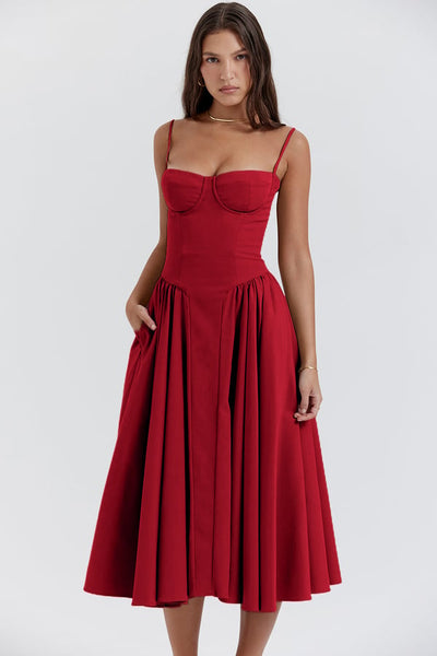 Bärbel | Ärmelloses Midikleid mit Korsettschnitt
