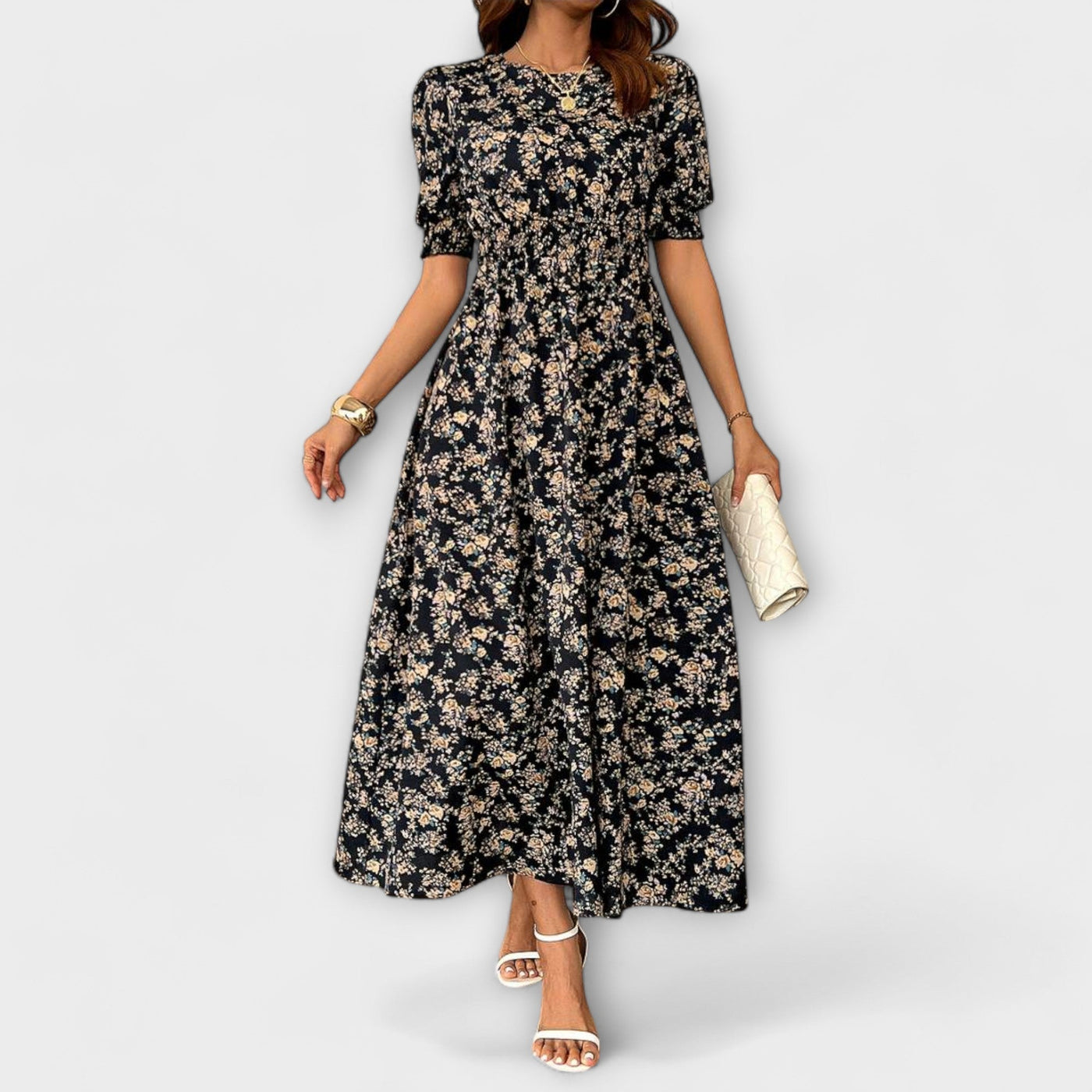 FRIEDHILDE I BLUMEN MIDI-KLEID