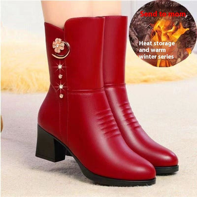 Mandy – Mittelkalbige Damenstiefel aus Baumwolle mit Weichem Veganleder