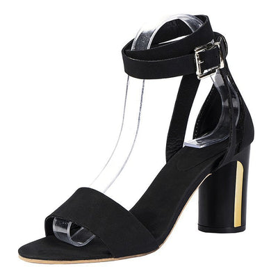 Imogen – Koreanische Chunky High Heels mit Schnallenriemen