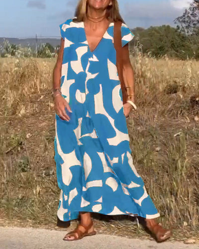 Stéphanie - Printed dress with V-neck