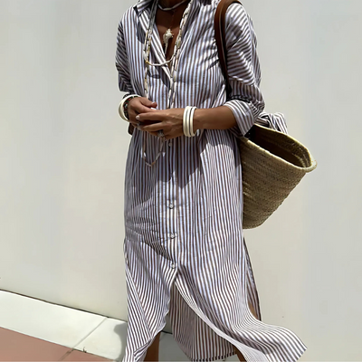 Ellie | Gestreifte Chemise-Robe