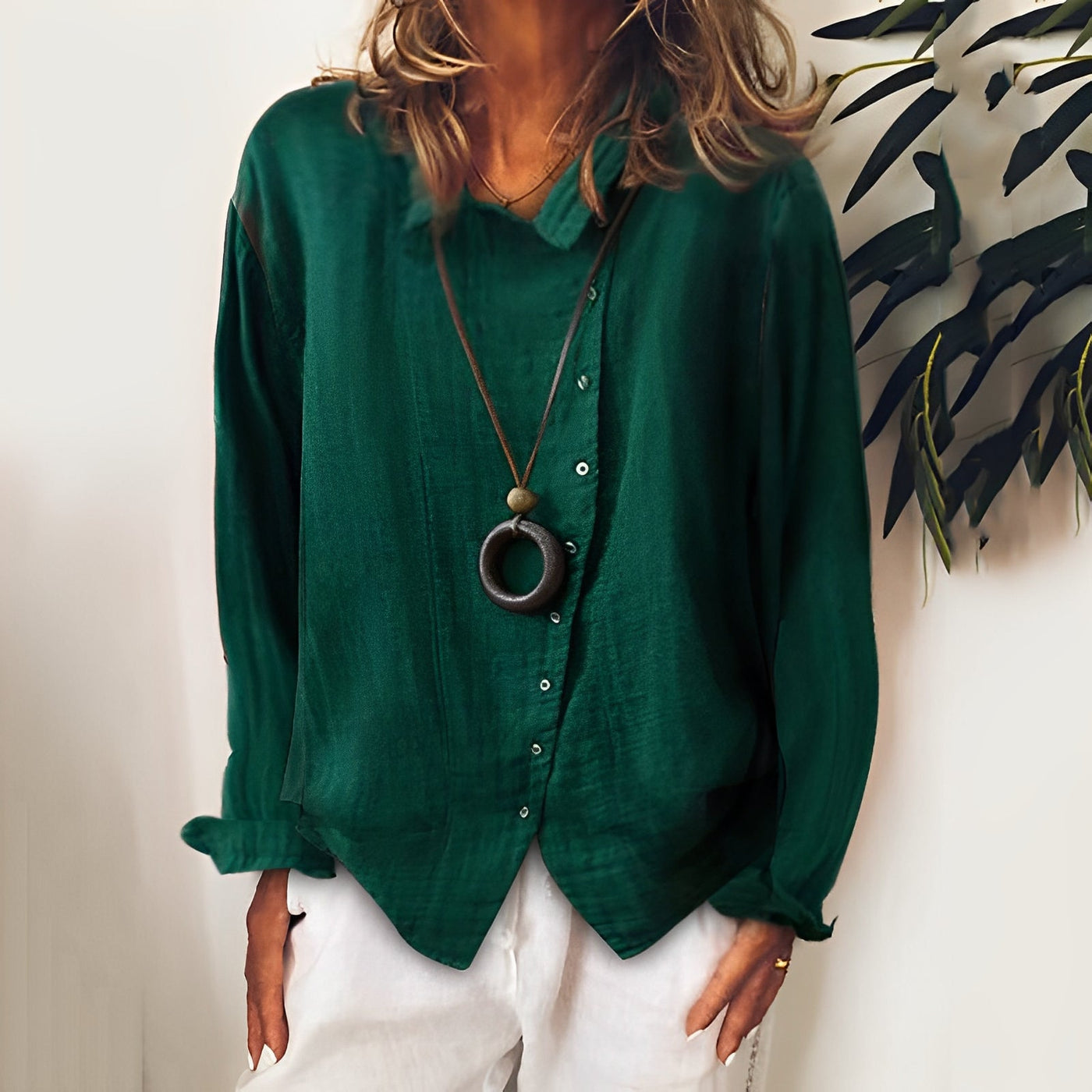 Madelina - Elegantes Damenhemd mit langen Ärmeln aus Leinen