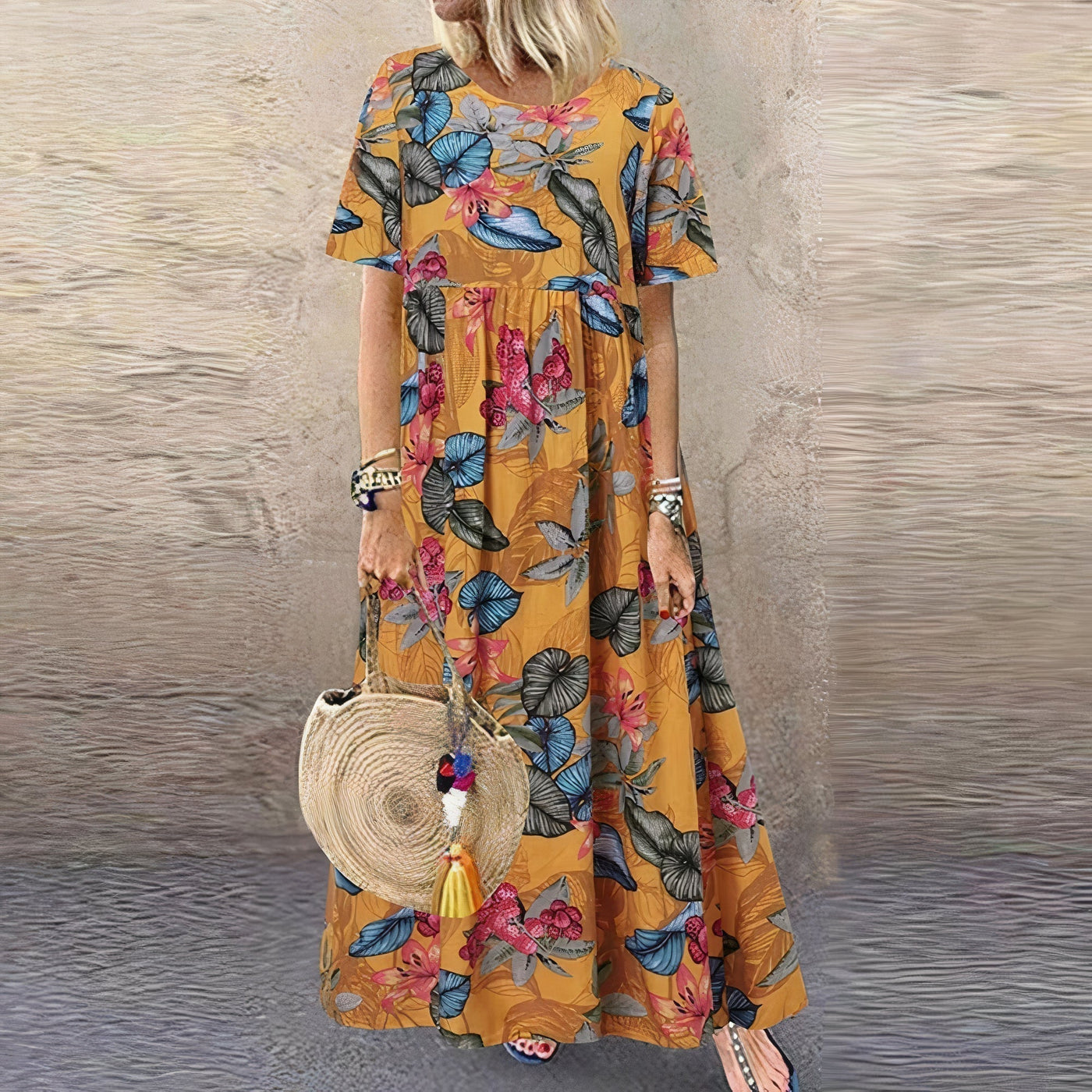 FLORA | Elegantes und Lebhaftes Blumenmaxikleid