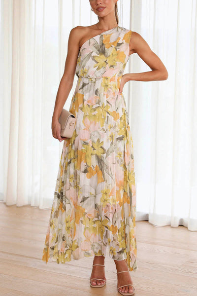 Caprice - Printed Dress with Off-Shoulder Design