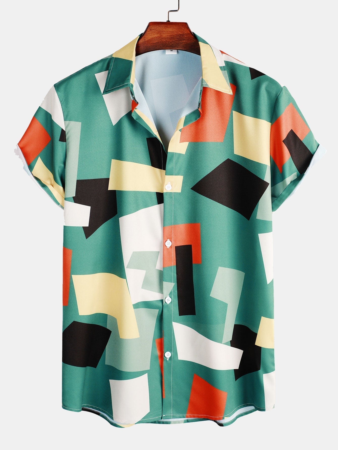 Geometrisches Button-Down-Mieder mit farbigem Druck