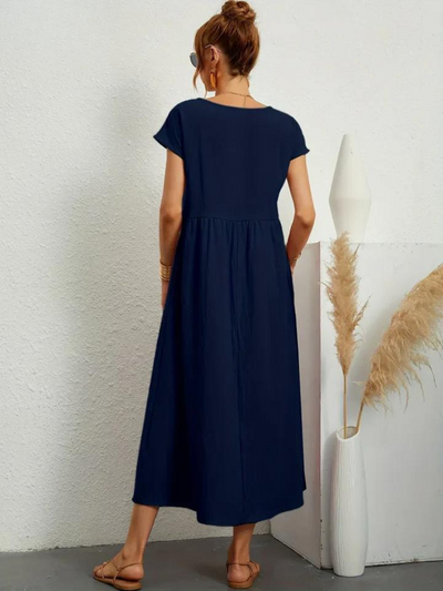 Ruby™ | Elegantes Essentielles Kleid aus Baumwolle und Leinen
