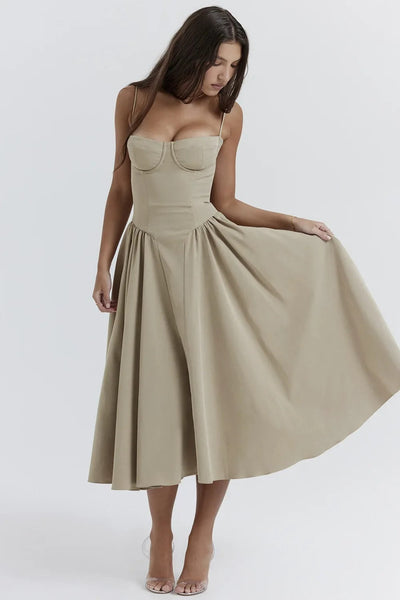 Bärbel | Ärmelloses Midikleid mit Korsettschnitt