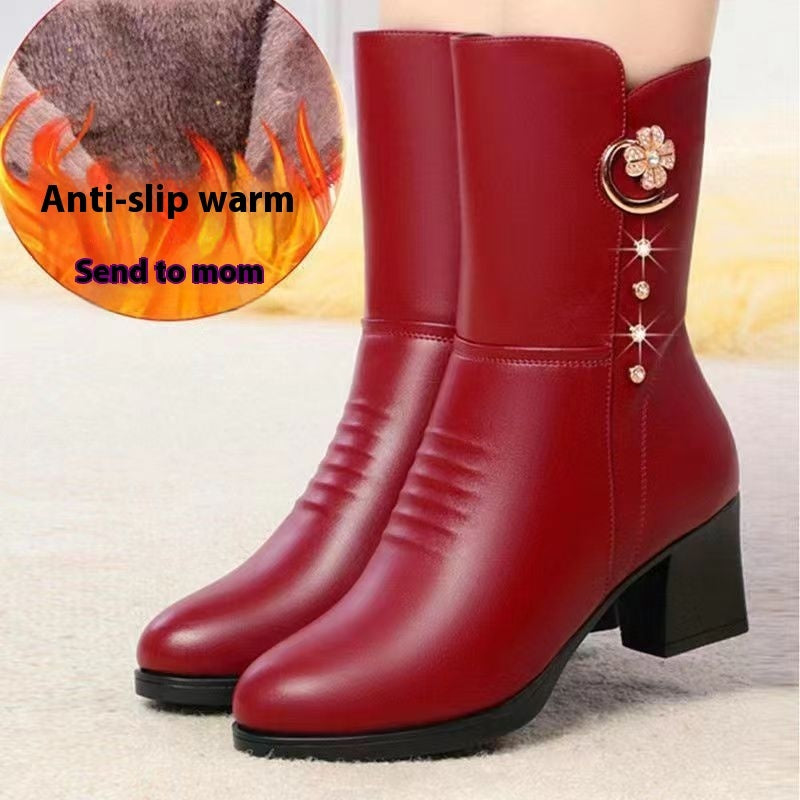 Mandy – Mittelkalbige Damenstiefel aus Baumwolle mit Weichem Veganleder