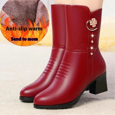 Mandy – Mittelkalbige Damenstiefel aus Baumwolle mit Weichem Veganleder