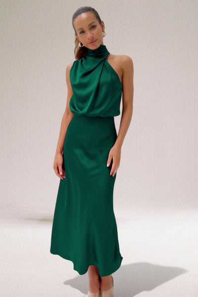 VALENTINA | Elegantes Satin-Kleid mit ausgefallenen Details