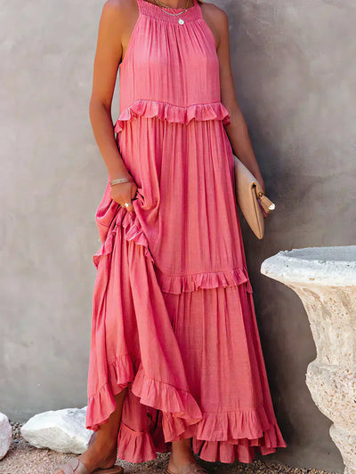 Sarah | Maxikleid mit Volants und Halter (Fast ausverkauft)