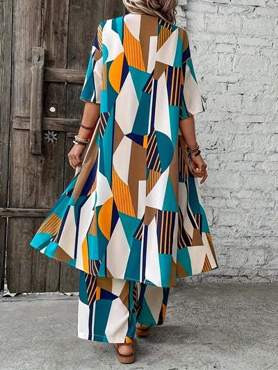Ambrine | Schickes Plus Size Set mit geometrischem Druck